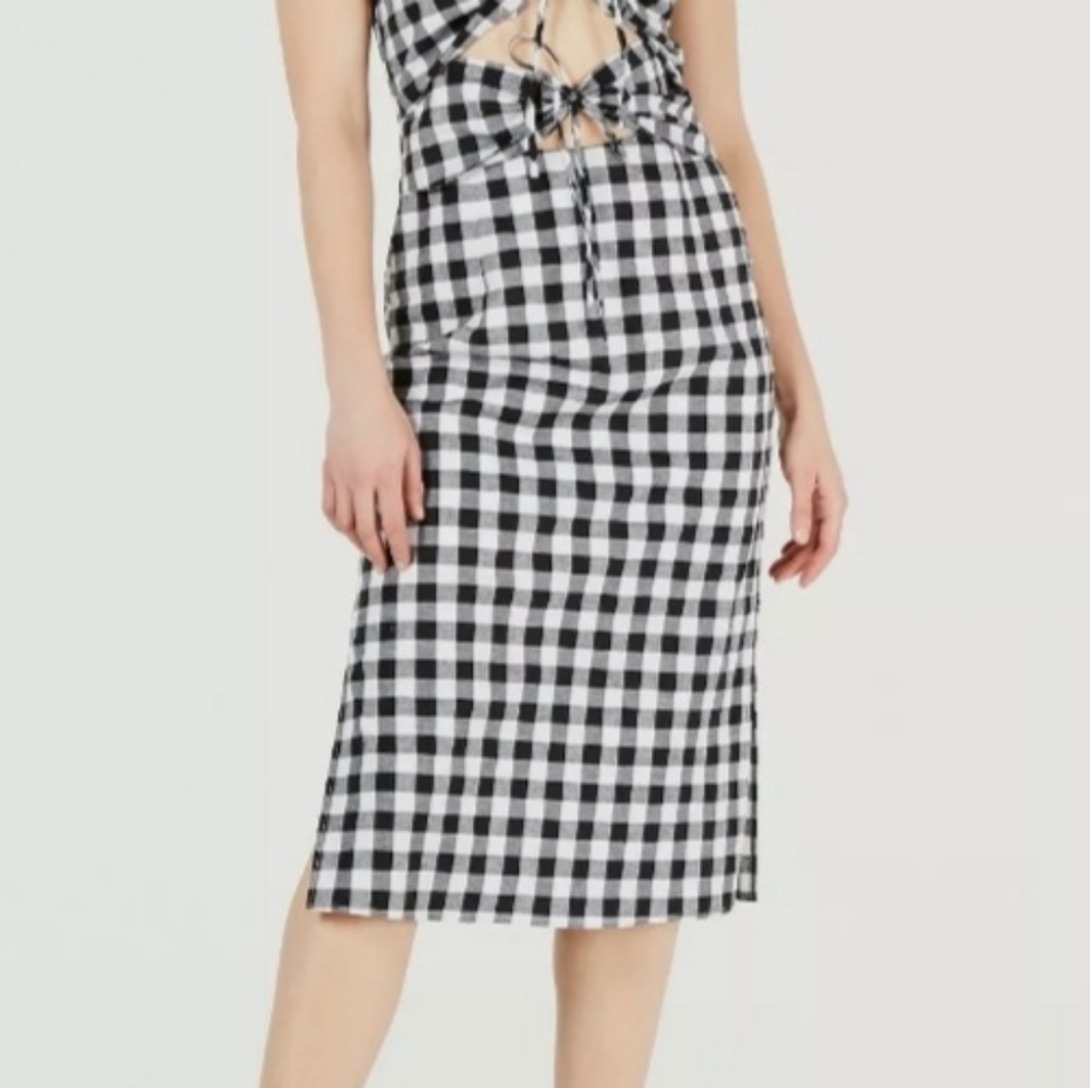 Leyden cutout black and white gingham dress S